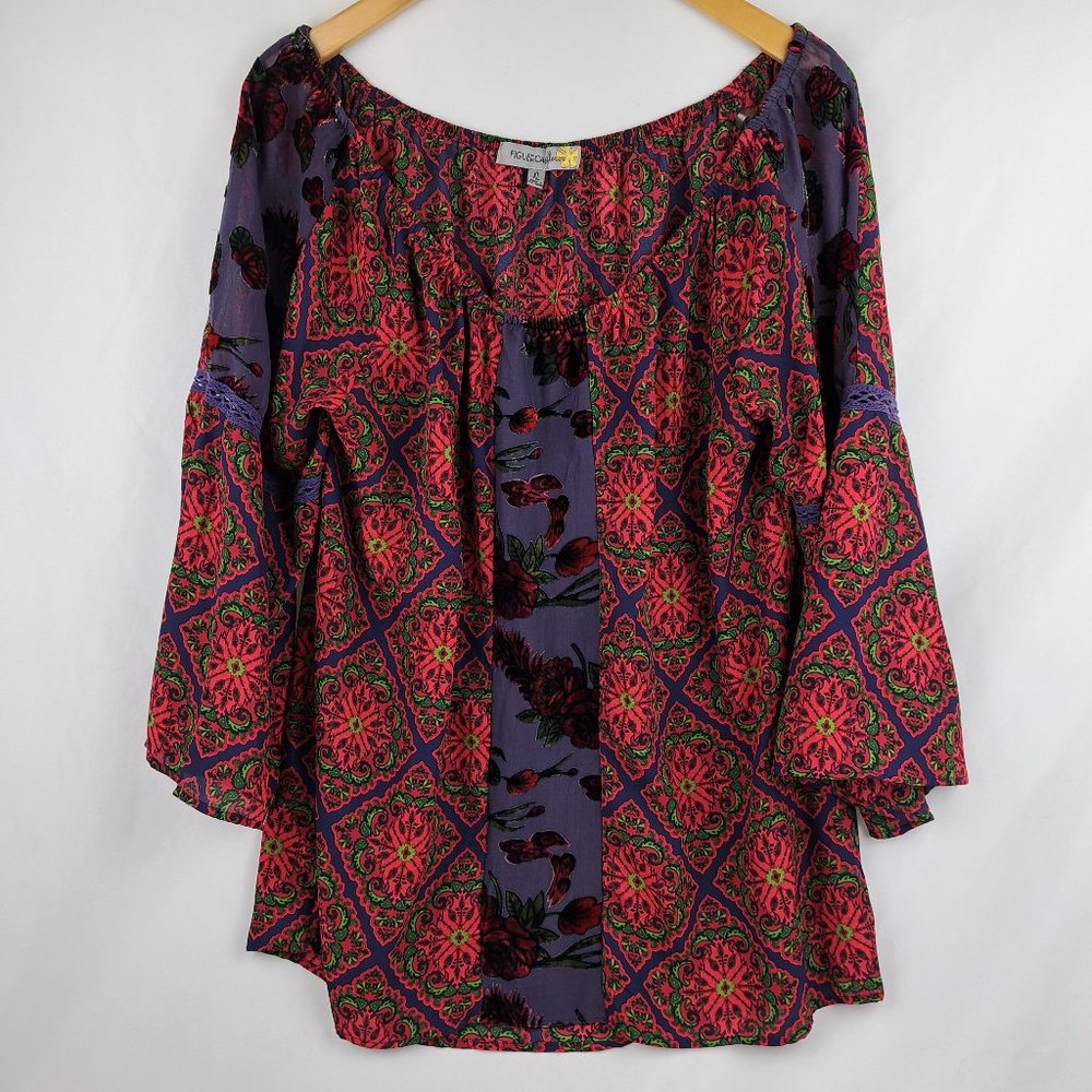 Figuerca & Flower Off the Shoulder Peasant Blouse Size XL